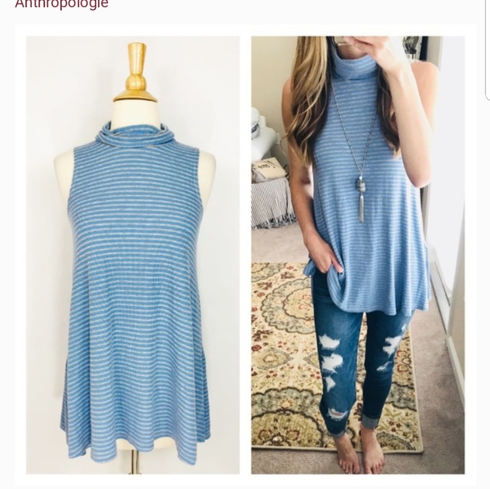 Anthropologie Puella Stripe Swing Turtle Neck